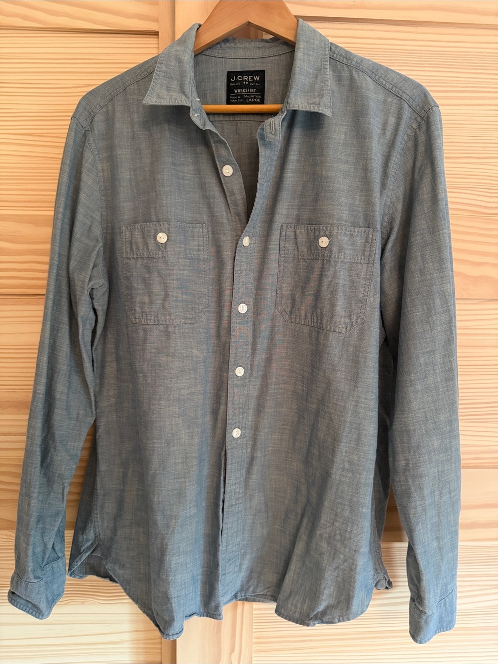 J. Crew Men’s Lightweight Chambray Button-Down Shirt in Blue
